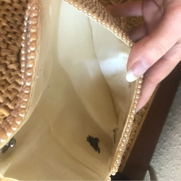 Cream and Silver Satin Beaded Clutch/Purse - Picture 11 of 12